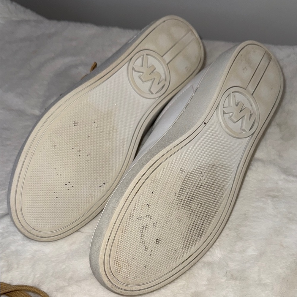 Michael Kors White and Gold Leather Sleek Sneakers - Picture 10 of 14